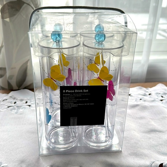 Butterfly Set of 4 Tom Collins Glasses - Picture 2 of 4